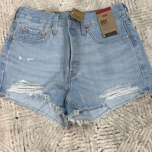 Levi's Women's Distressed Light Blue Jean Shorts